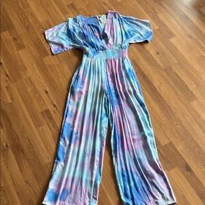 Main Strip Blue and Pink Tie-Dye Jumpsuit